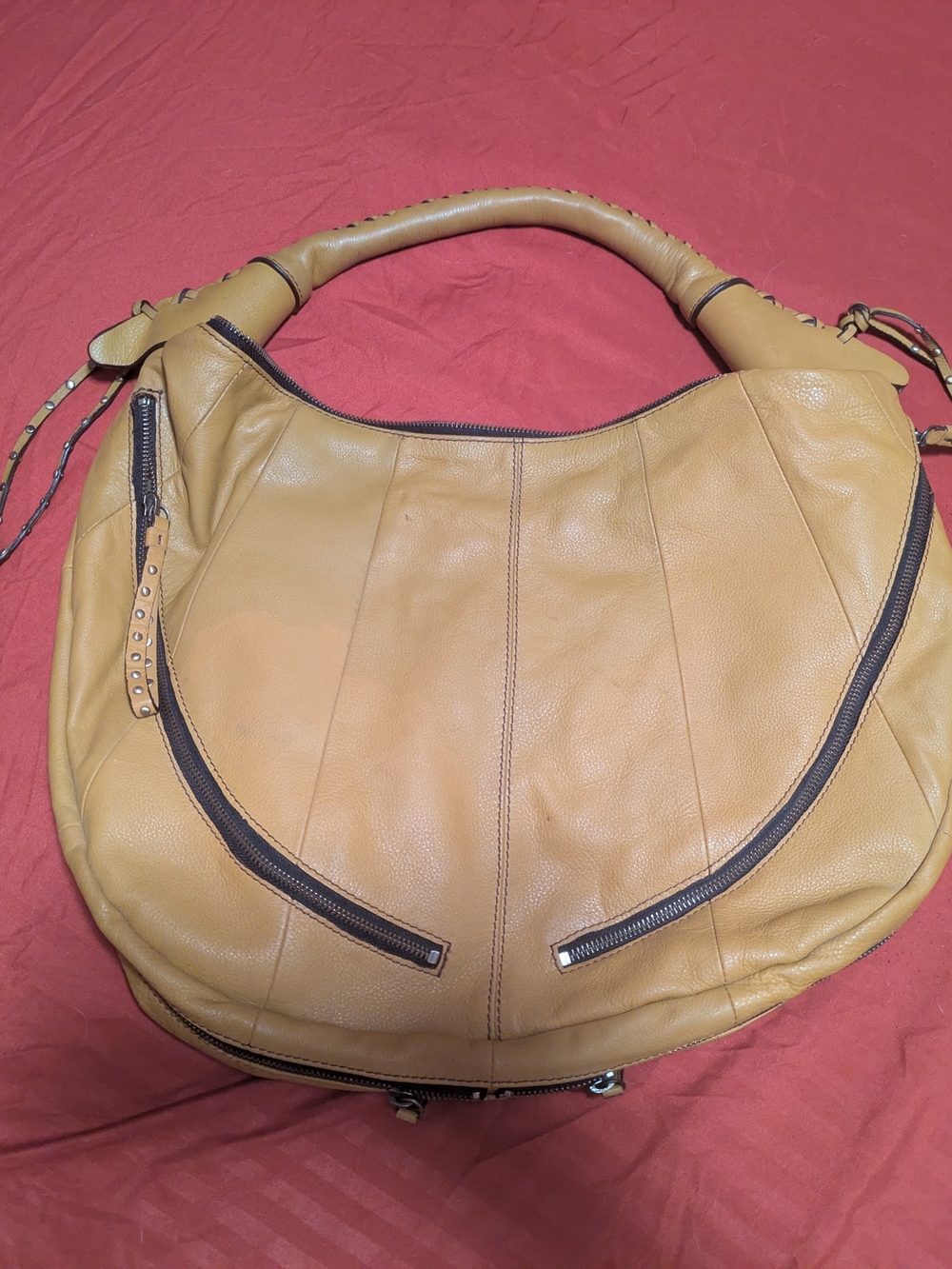 Large Yellow Leather Oryany Hobo Shoulder Bag Purse